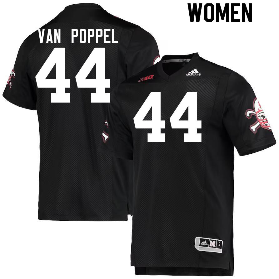 Women #44 Riley Van Poppel Nebraska Cornhuskers College Football Jerseys Stitched Sale-Black